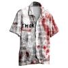Halloween Shirt I'm Fine Bloody Shirt Short Sleeve Button Down Shirt Halloween Bloody Cloth Horror Shirts Funny Shirts Red view 1