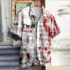 Halloween Shirt I'm Fine Bloody Shirt Short Sleeve Button Down Shirt Halloween Bloody Cloth Horror Shirts Funny Shirts Red view 2