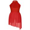 HULIJA Women Applique Lyrical Dance Dress Irregular Flowy Tulle Skirt Leotard Contemporary Dance Costume Red Small view 3