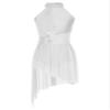 FEESHOW Women's Lyrical Dance Costume Asymmetrical Flowy Skirted Leotard Figure Ice Skating Dance Costume Ivory XX-Large view 3