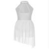 FEESHOW Women's Lyrical Dance Costume Asymmetrical Flowy Skirted Leotard Figure Ice Skating Dance Costume Ivory XX-Large view 4