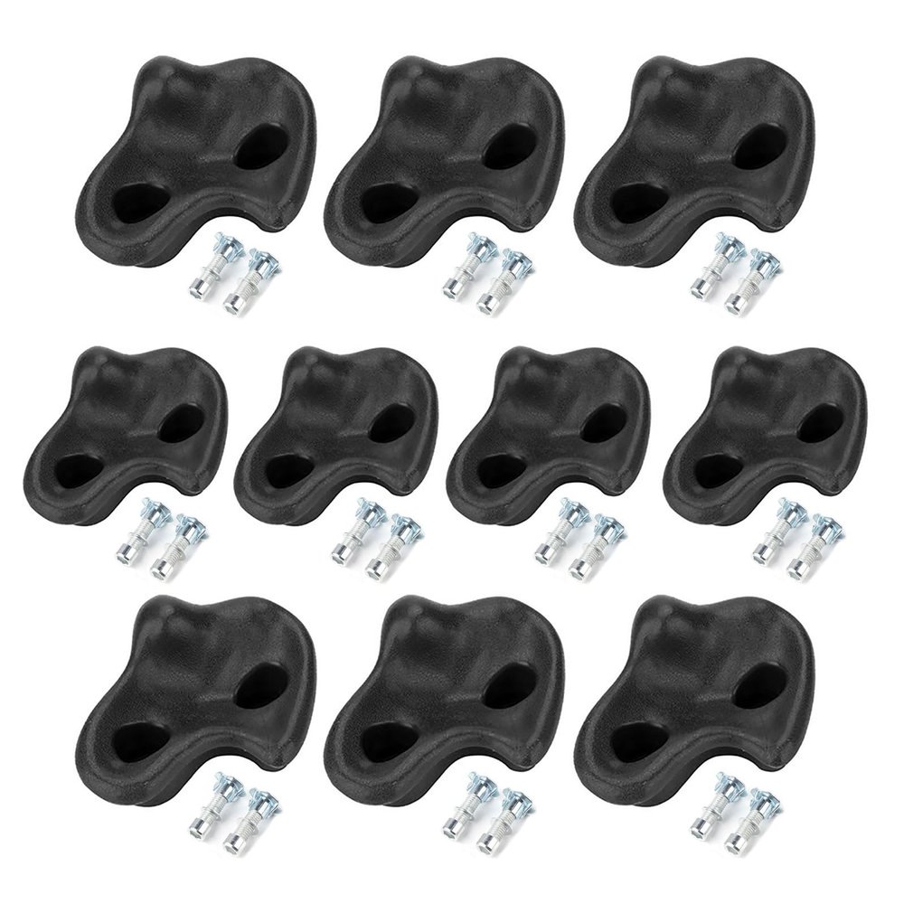 NDNCZDHC 10PCS Rock Climbing Stone with Screw Plastic Rock Wall Climbing Holds Textured Climbing Wall Grips for Indoor 5x4x2.4in (Black)