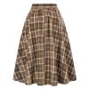 Womens Plaid Midi Skirt Vintage High Waist A Line Pleated Skirt with Pocket (US, Alpha, X-Large, Regular, Regular, Yellow) view 2
