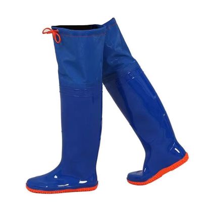 KPHYMOD Fly Fishing Hip Waders PVC Waterproof Waders Boots, Outdoor Farm Pond Hunting Wading Boots for Men Women(Blue,10.5)