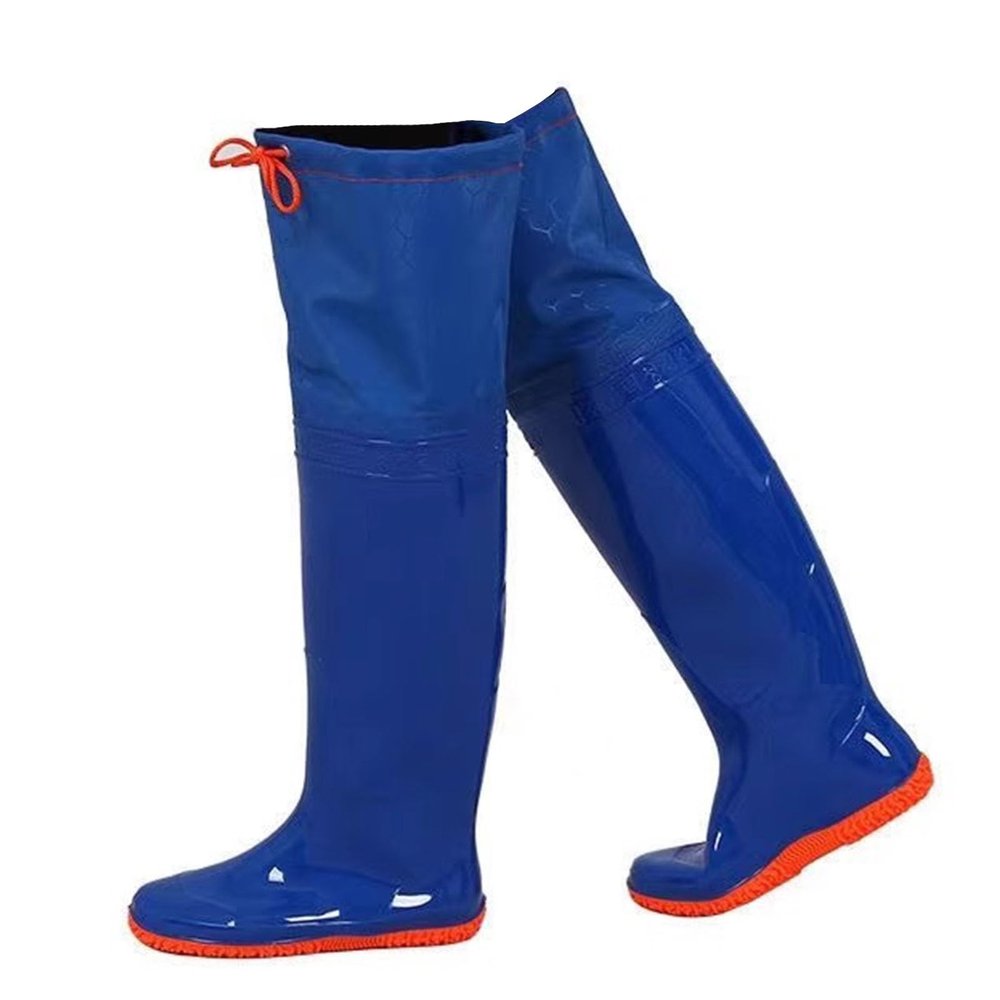 KPHYMOD Fly Fishing Hip Waders PVC Waterproof Waders Boots, Outdoor Farm Pond Hunting Wading Boots for Men Women(Blue,10.5)