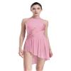 HULIJA Women Applique Lyrical Dance Dress Irregular Flowy Tulle Skirt Leotard Contemporary Dance Costume Pink Medium view 2
