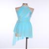 HULIJA Women Applique Lyrical Dance Dress Irregular Flowy Tulle Skirt Leotard Contemporary Dance Costume LightBlue X-Large view 4