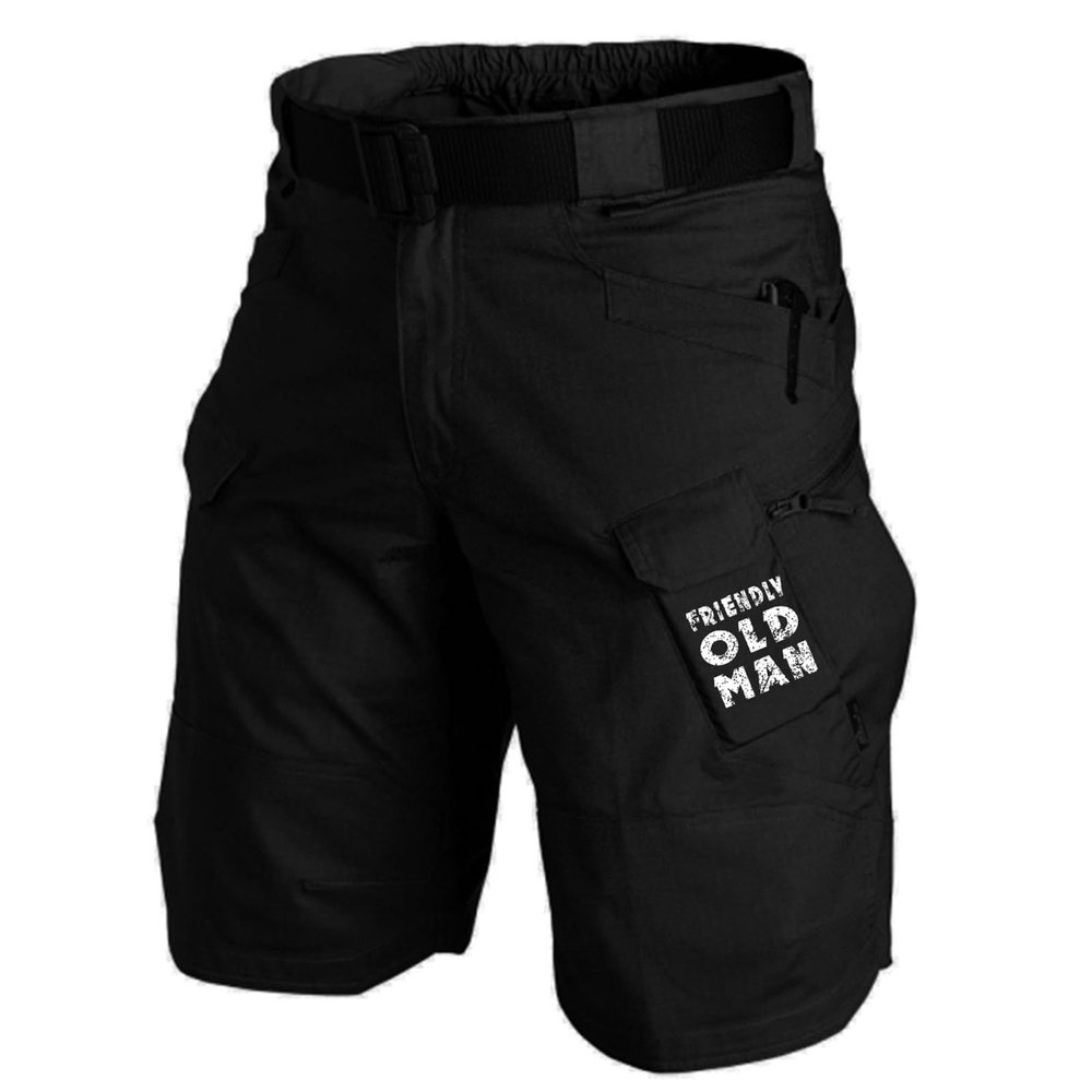 FONMA Mens Cargo Shorts 2025 Summer Outdoor Tactical Shorts Solid/Patriotic Printed Military Pants with Multi Pockets Black Small