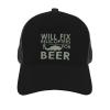 BUECDHYEI Will Fix Helicopters Trucker Hat - Mesh Baseball Snapback Cap for Men Or Women Outdoors Black view 3