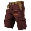 Cargo Shorts for Men Summer Casual Outdoor Tactical Short SolidPatriotic Printed Distressed Washed Military Short Browns 4X-Large Reds 3X-Large view 1