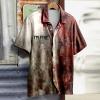 Halloween Shirt I'm Fine Bloody Shirt Short Sleeve Button Down Shirt Halloween Bloody Cloth Horror Shirts Funny Shirts Brick Red view 2