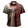 Halloween Shirt I'm Fine Bloody Shirt Short Sleeve Button Down Shirt Halloween Bloody Cloth Horror Shirts Funny Shirts Brick Red view 4