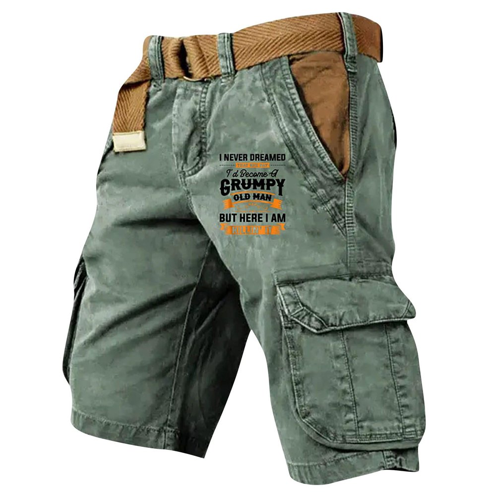 Cargo Shorts for Men Summer Casual Outdoor Tactical Short SolidPatriotic Printed Distressed Washed Military Short Browns 4X-Large Greens Small