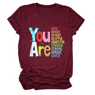 You are Kind You are Brave You are Smart T-Shirt, Mom Mommy Inspirational T Shirt Short Sleeve Printed Tee Top
