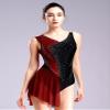 HULIJA Women Rhinestone Figure Skating Dress Sleeveless Skirted Leotard Lyrical Ballet Leotard Dancewear Burgundy Medium view 3