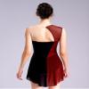 HULIJA Women Rhinestone Figure Skating Dress Sleeveless Skirted Leotard Lyrical Ballet Leotard Dancewear Burgundy Medium view 4
