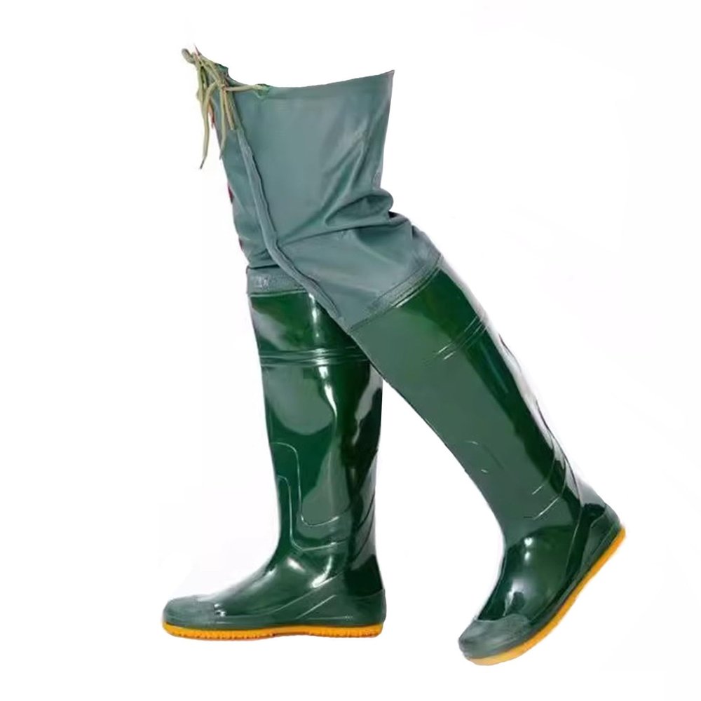 KPHYMOD Hip Waders PVC Hip Boots for Men Women Thick Beef Tendon Sole Lightweight Waterproof Bootfoot for Fishing Hunting(5.5)