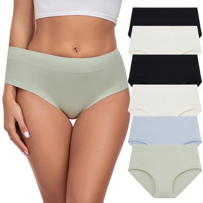 ANLIQI Modal Hipster Panties for Women Moisture Wicking Underwear Soft Breathable Hipster Mid Rise Ladies Underpants 3/6 Pack(6B,S)
