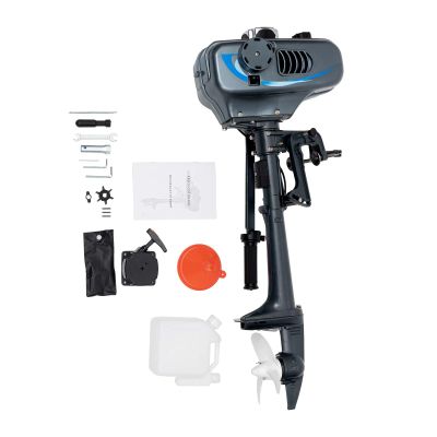 FXEIPOL 3.5HP Outboard Motor 2 Stroke Outboard Motor Boat Engine Short Shaft Outboard Motor with Half Water-cooling & Half Air-cooling Outboard Boat Engine Trolling Motor for Fishing Boat, Sailboat