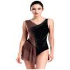 HULIJA Women Rhinestone Figure Skating Dress Sleeveless Skirted Leotard Lyrical Ballet Leotard Dancewear Dustypink Medium view 3