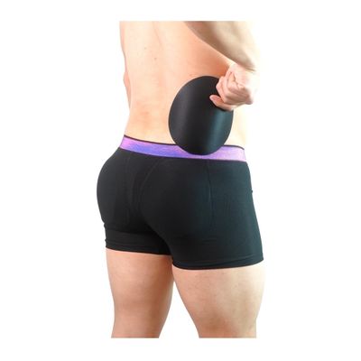 JOCKMAIL Mens Padded Underwear with Removable Butt Enhancing Pads Boxer Briefs (US, Alpha, Large, Regular, black)