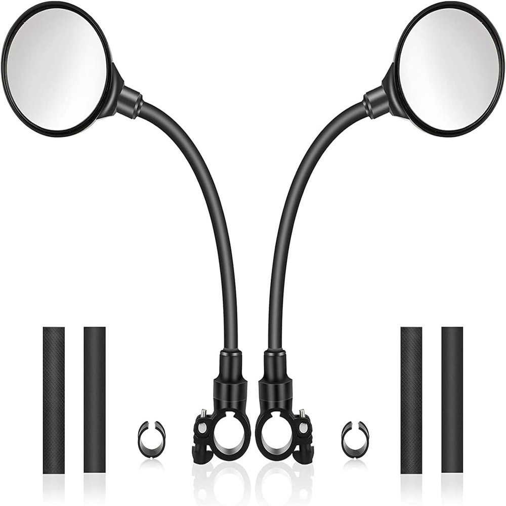 Bike Mirror, Rotatable Adjustable Handlebar Wide Angle Rear View Bicycle Mirror with Shockproof Acrylic Convex Lens for Mountain Road Bike, City Bike, Electric Bike, Electric Motorcycle - 2 Pack