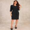 Allegra K Work Office Casual Dresses for Women's Half Sleeve Work Midi Dress Medium Black view 4