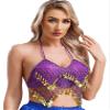 Agoky Women's Indian Belly Dance Bra Fringe Shiny Brassiere Sequin Mesh Plastic Beads Crop Top Purple One Size view 3