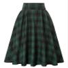 Womens Plaid Midi Skirt Vintage High Waist A Line Pleated Skirt with Pocket (US, Alpha, Medium, Regular, Regular, Green) view 1
