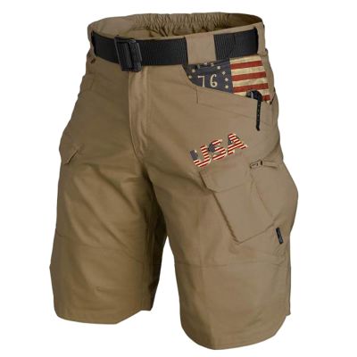FONMA Mens Cargo Shorts 2025 Summer Outdoor Tactical Shorts Solid/Patriotic Printed Military Pants with Multi Pockets Browns Small