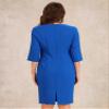 Allegra K Work Office Casual Dresses for Women's Half Sleeve Work Midi Dress Medium Blue view 3