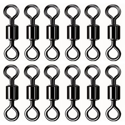 100 Pack Metal Fishing Swivels Copper Swivel Fishing Black Barrel Shaped Rolling Swivel for Saltwater Freshwater Fishing Tackle (4#)