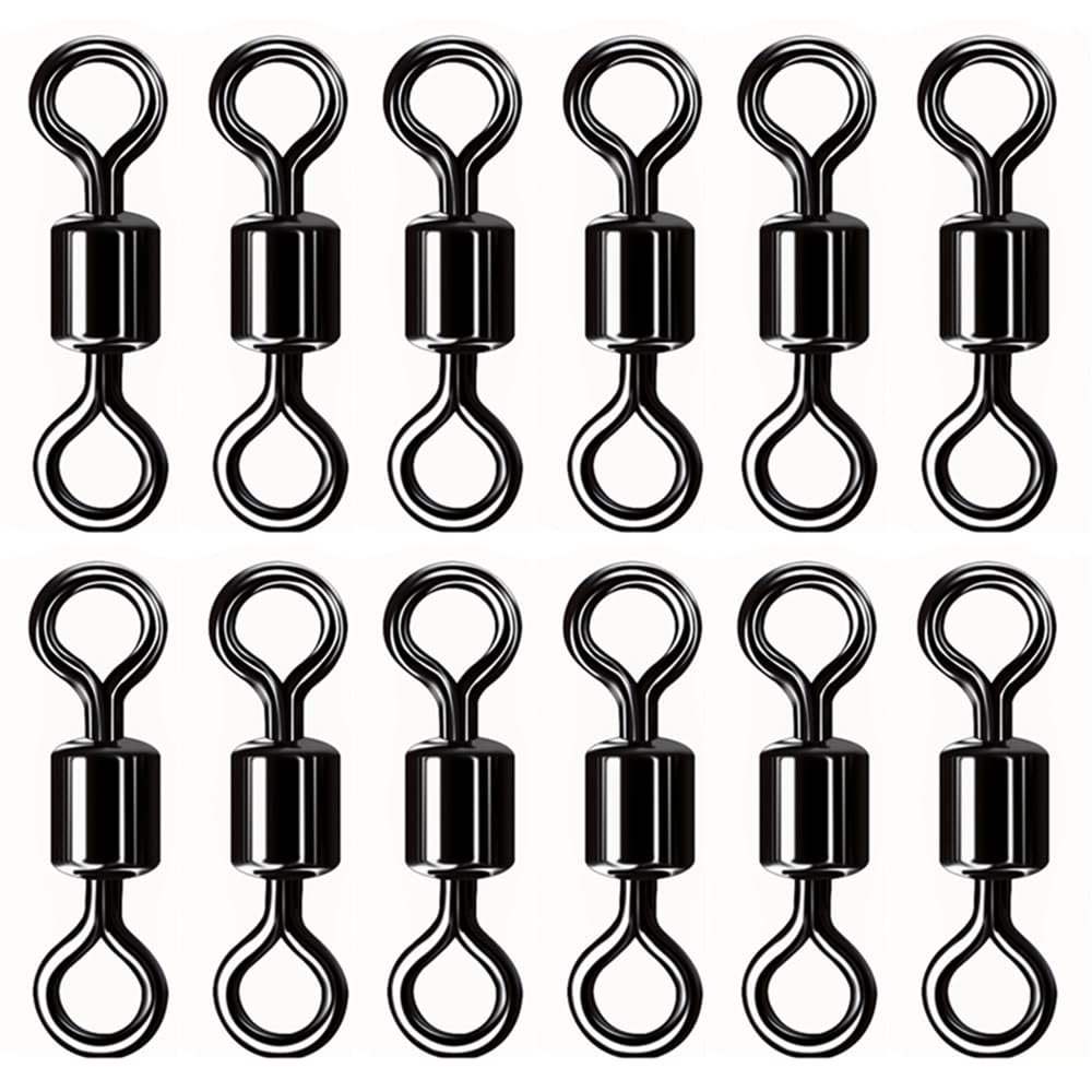100 Pack Metal Fishing Swivels Copper Swivel Fishing Black Barrel Shaped Rolling Swivel for Saltwater Freshwater Fishing Tackle (4#)
