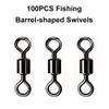 100 Pack Metal Fishing Swivels Copper Swivel Fishing Black Barrel Shaped Rolling Swivel for Saltwater Freshwater Fishing Tackle (4#) view 4