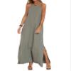Geleglaer Linen Dresses for Womens Sleeveless Maxi Dress Sleeveless Linen Dress Casual Summer Dress Tank Long Dress Grey 2024 Linen Shift Dress view 1