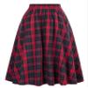Womens Plaid Midi Skirt Vintage High Waist A Line Pleated Skirt with Pocket (US, Alpha, Medium, Regular, Regular, Red) view 2