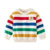 LitBud Sweatshirt Toddler Boys Rainbow Crewneck Pullover Boy Cotton Top T Shirt Long Sleeve Casual Jumper White for Kids Autumn Winter Size 4-5 Years Old 5T view 1