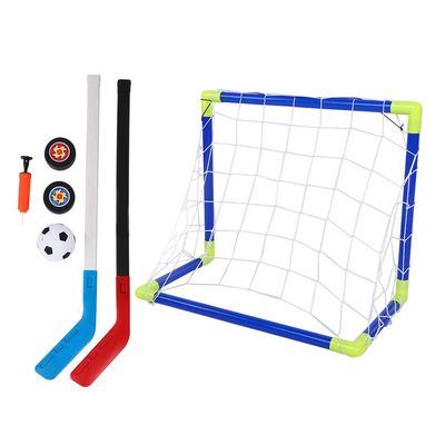 NDNCZDHC 2 in 1 Football Ice Hockey Goal Kit with Balls ABS Ice Hockey Goal Hockey Sticks Hockey Net Hockey Balls for Outdoor Sports