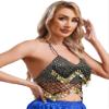LiiYii Women's Belly Dancing Bra Top Beaded Tassel Sequin Mesh Plastic Beads Costumes Dancewear Black&Gold One Size view 3