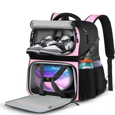 LOINTET Bowling Ball Bag, Single Bowling Backpack with Shoe Totes Bag Up to Size 16, Padded Ball Holder, Accessories Gifts for Lovers/Player, Pink