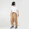 MINI PANDA Boys' Jogger Pants, Kids' Stretch Twill Casual Cargo Pants Beige view 3