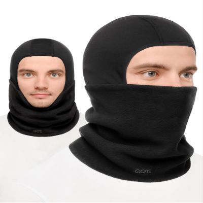 GOT Sports Ski Mask for Men - Balaclava with Fleece Neck Warmer for Cold Weather - Windproof Shiesty Mask for Snowboard (Black)
