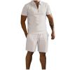 Cambkatl Mens 1/4 Zipper Tracksuit Short Sleeve Sweatsuits Pullover Sports Shirt and Shorts 2 Piece Outfits with Pockets view 1