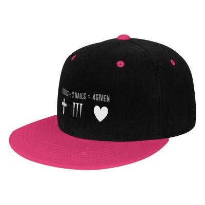 1 Cross 3 Nails 4 Given Christian Cross Baseball Cap for Men Or Women Classic Flat Bill Snapback Hat Pink