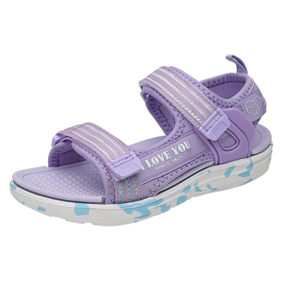 IWIHMIV Girl Toddler Sandals Water Sandals Girls Sandals Kids Strap Flat Sandals Open Toe Summer Casual Sandals for GirlsPurple1,4.5