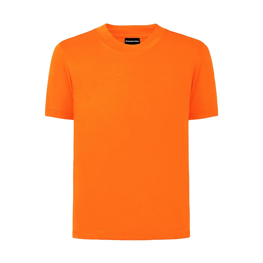 Dreammonkey 4T to Youth Neon Shirt Kids Rash Guard UPF 50+ Dry Fit Athletic Short Sleeve T Shirts for Boys and Girls (Neon Orange L)