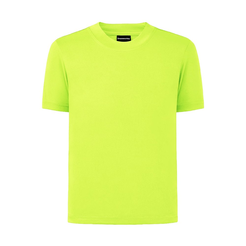 Dreammonkey 4T to Youth Neon Shirt Kids Rash Guard UPF 50+ Dry Fit Athletic Short Sleeve T Shirts for Boys and Girls (Neon Yellow XL)