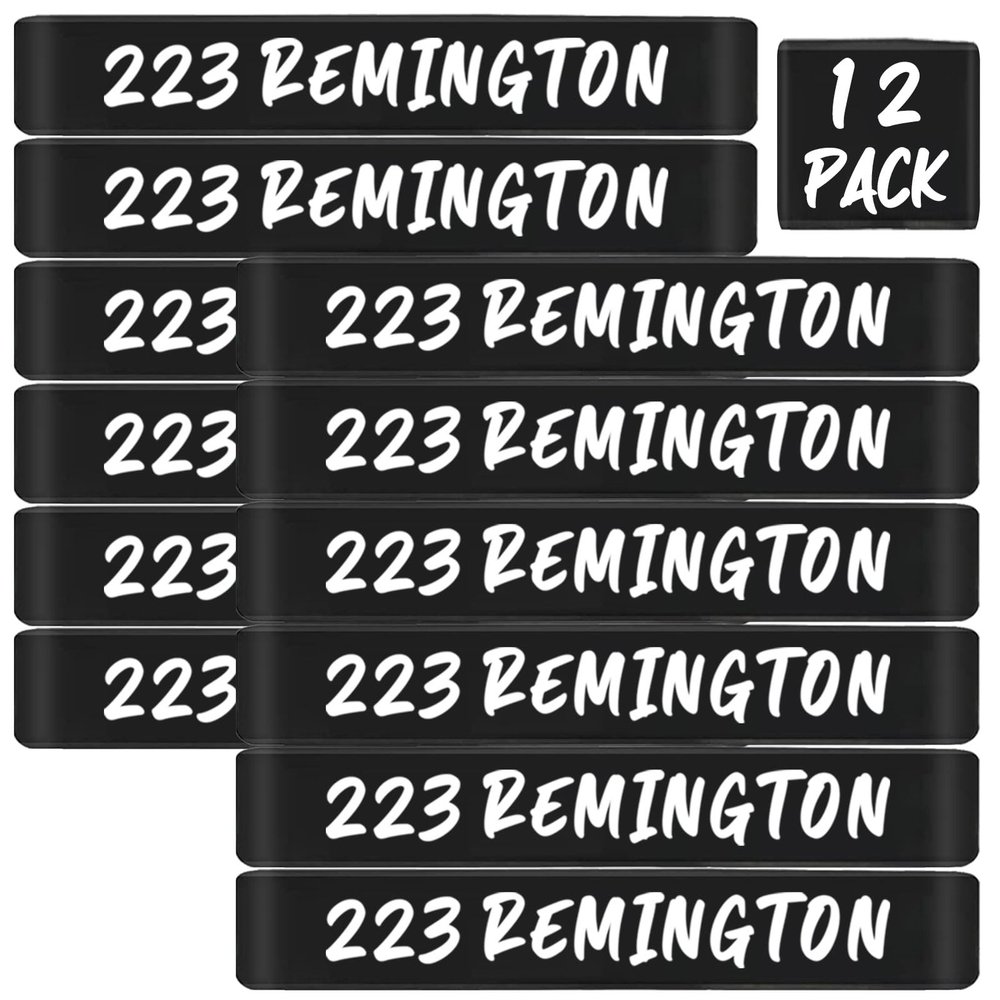 12 Pack Magsaddle .223 Remington Magazine Marking Bands .223 Caliber Identification Holster Accessories (Black - White)