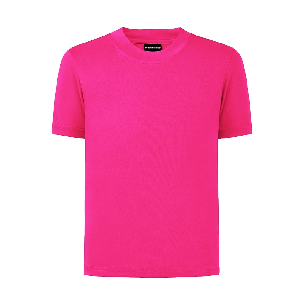 Dreammonkey 4T to Youth Neon Shirt Kids Rash Guard UPF 50+ Dry Fit Athletic Short Sleeve T Shirts for Boys and Girls (Neon Pink 4T)