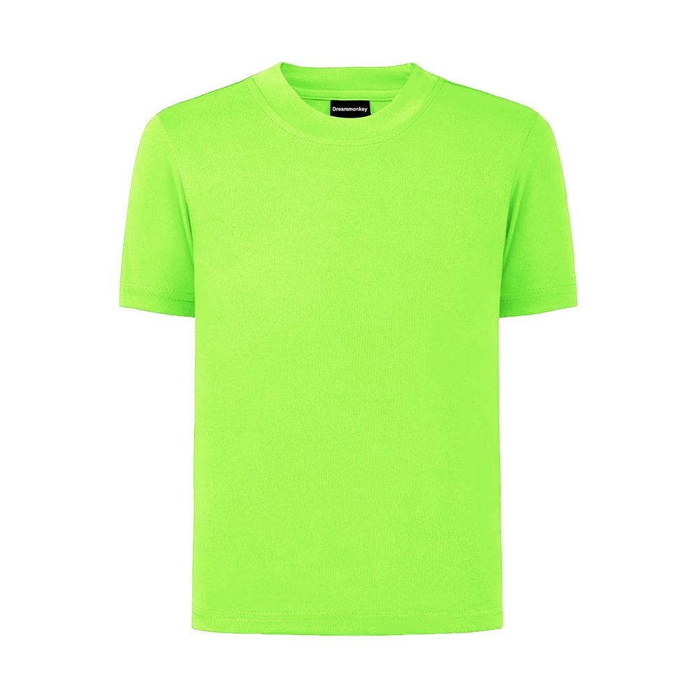 Dreammonkey 4T to Youth Neon Shirt Kids Rash Guard UPF 50+ Dry Fit Athletic Short Sleeve T Shirts for Boys and Girls (Neon Green 4T)